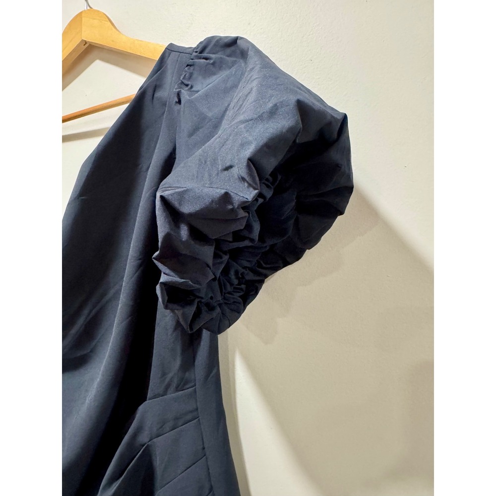 Lauren Ralph Lauren Navy One Shoulder Puff Sleeve Ruched Sheath Dress 10 - Picture 3 of 7